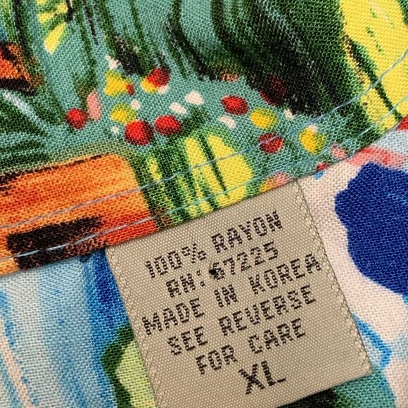 Mens Pineapple Connection Hawaiian Beach Resort Surf Button Up Shirt - Picture 4 of 6